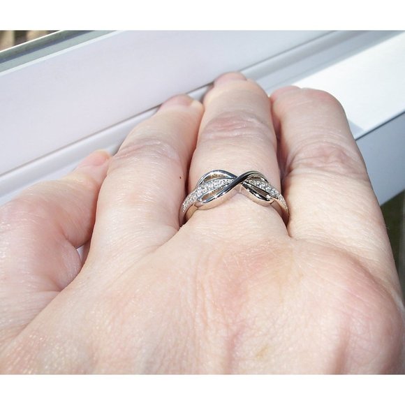 925 STERLING SILVER Infinity Pave Set Cubic Zirconia Ring - Picture 5 of 16